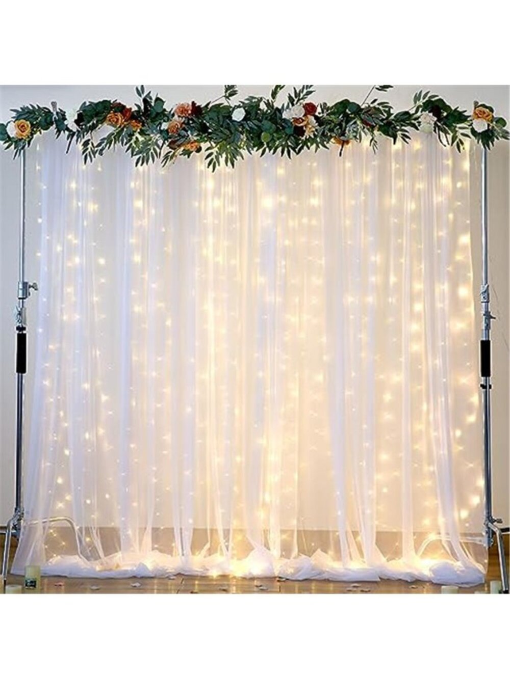 White Sheer Tulle Backdrop Curtain Lights 10ft 8ft Wedding Party Photo Booth